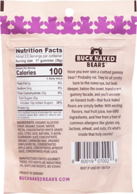 Buck Naked Bears Grape Elderberry Gummy Bears - 3.5 OZ - Image 6