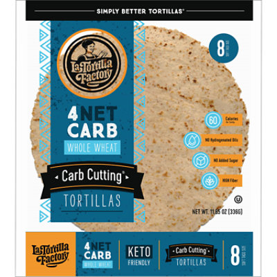 La Tortilla Factory Carb Cutting Whole Wheat - 8 CT - Image 1