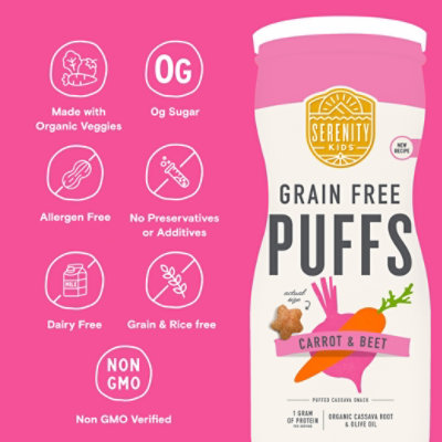 Serenity Kids Puffs Grain Free Carrot Veggie Beet - 1.5 OZ - Image 5