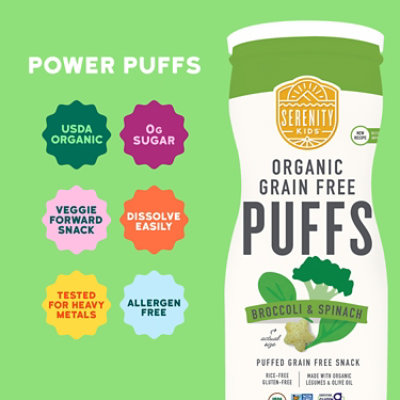 Serenity Kids Puffs Grain Free Bone Broth Broccoli Spinach - 1.5 OZ - Image 2