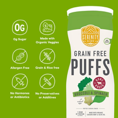 Serenity Kids Puffs Grain Free Bone Broth Broccoli Spinach - 1.5 OZ - Image 5