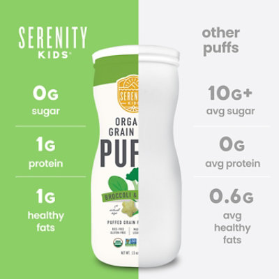 Serenity Kids Puffs Grain Free Bone Broth Broccoli Spinach - 1.5 OZ - Image 3
