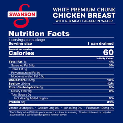 Swanson White Premium Chunk Canned Chicken Breast in Water - 4 Ct - 4.5 Oz - Image 4