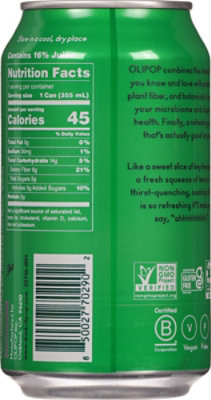 OLIPOP Lemon Lime Prebiotic Soda Can - 12 Fl. Oz. - Image 5