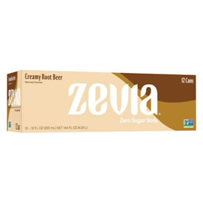 Zevia Zero Sugar Creamy Root Beer Soda - 12-12 Fl. Oz. - Image 1