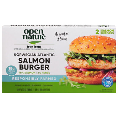 Open Nature Salmon Burgers Norwgian Atlantic 7 Ounce - 7 OZ - Image 3