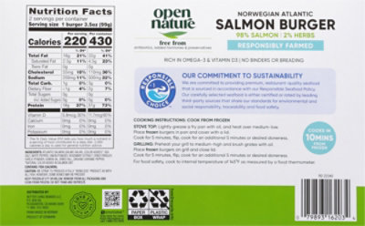 Open Nature Salmon Burgers Norwgian Atlantic 7 Ounce - 7 OZ - Image 6