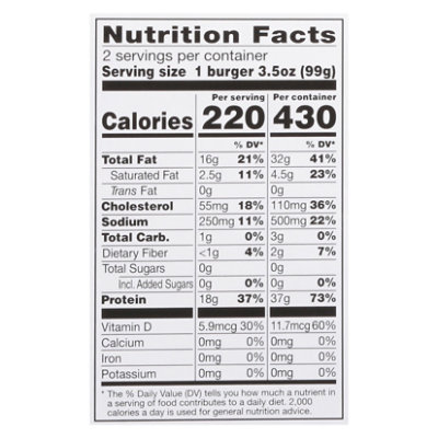 Open Nature Salmon Burgers Norwgian Atlantic 7 Ounce - 7 OZ - Image 3