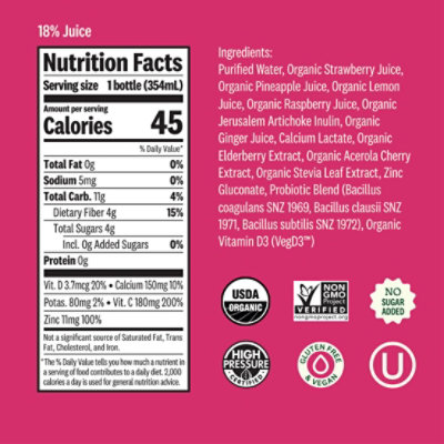Suja Organic Gut Health Elderberry Ginger Cold Pressed Juice Drink - 12 Fl. Oz. - Image 2
