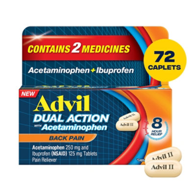 Advil Dual Action Pain Reliever With Acetaminophen - 72 Count - Image 1