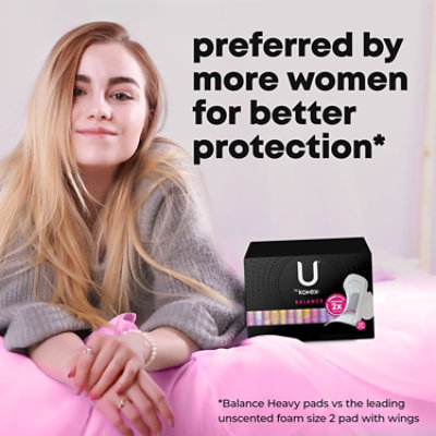 U by Kotex Balance Extra Heavy Overnight Ultra Thin Pads with Wings - 22 Count - Image 8