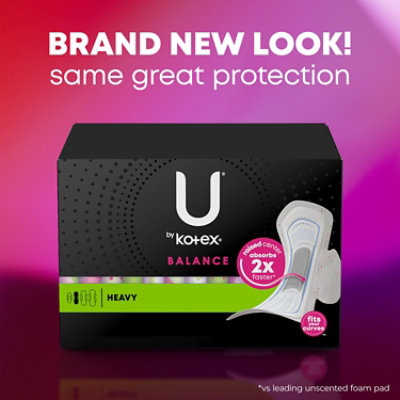 U by Kotex Balance Heavy Ultra Thin Pads with Wings - 32 Count - Image 3