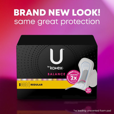 U by Kotex Balance Regular Ultra Thin Pads with Wings - 18 Count - Image 2