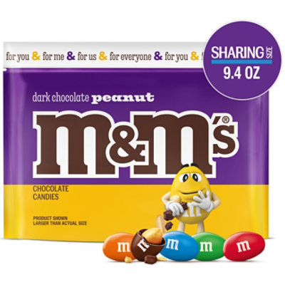 M&M'S Peanut Dark Chocolate Candy Sharing Size In Bag - 9.4 Oz - Image 1