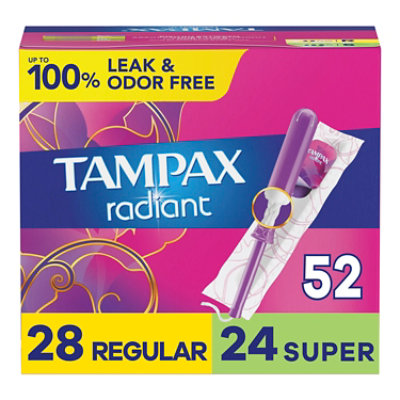 Tampax Radiant Tampons Regular Plus Supe - 52 Count - Image 1