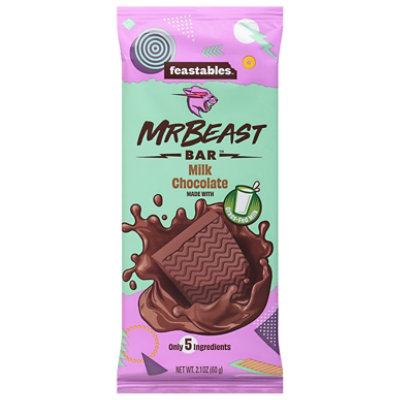 Feastables MrBeast Milk Chocolate Bar 2.1 oz 60g 1 Bar 
