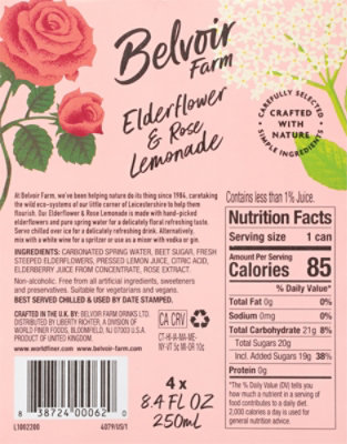 Belvoir Lemonade Elderflower & Rose 4p - 4-33.6 FZ - Image 6