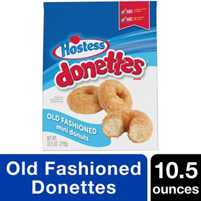 HOSTESS DONETTES Old Fashioned Mini Donuts Poppable Snack Resealable Bag - 10.5 oz - Image 1