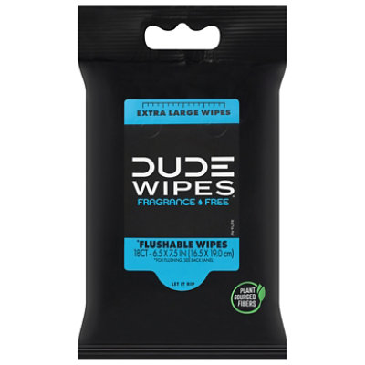 Dude Flushable Unscented Xl Wipes 18ct - 18 CT - Image 1