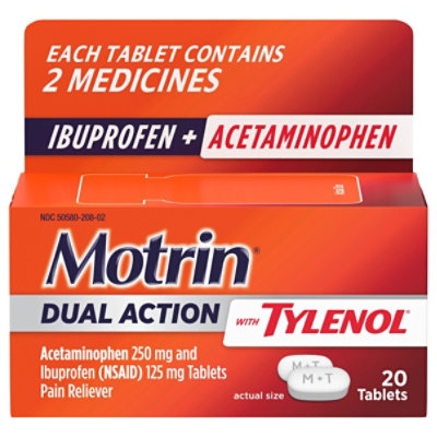 Motrin Dual Action With Tylenol, Ibuprofen & Acetaminophen, 20ct - 20 CT - Image 3