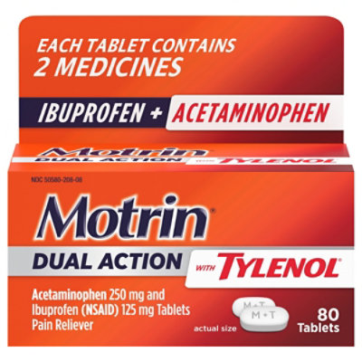 Motrin Dual Action With Tylenol, Ibuprofen & Acetaminophen, 80ct - 80 CT - Image 3