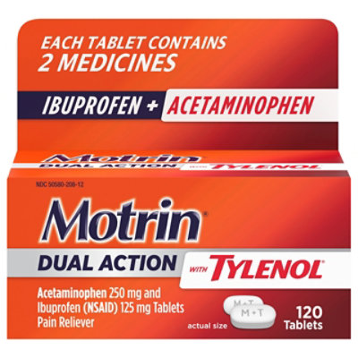 Motrin Dual Action With Tylenol, Ibuprofen & Acetaminophen, 120ct - 120 CT - Image 3