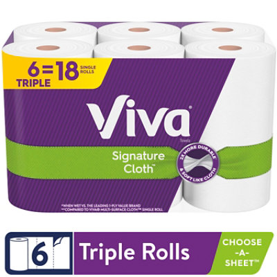 Viva Multi-Surface Cloth Paper Towels, Task Size - 12 Super Rolls (2 Packs of 6) - 81 Sheets per Roll