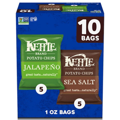 Kettle Brand Sea Salt and Jalapeno Kettle Potato Chips Variety - 10 Ct - 1 Oz - Image 1