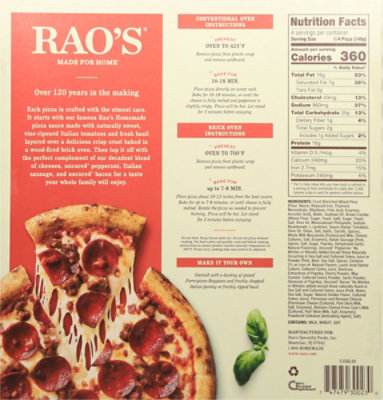 Rao's Brick Oven Crust Meat Trio Pizza, 20.8oz - 20.8 OZ - Image 5