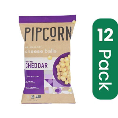 Pipcorn - Cheese Balls White Cheddar 4.5 oz (Pack of 12) - Image 1