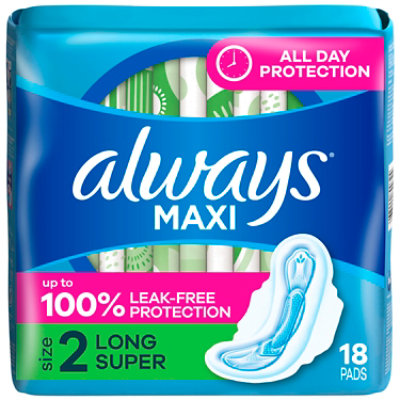 Always Maxi Flexi-Wings Size 2 Long Super Soft Pads - 18 Count - Image 1