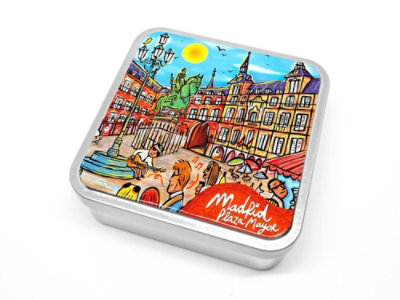 Happy Colours Traditional Violet Candies in Madrid Plaza Mayor gift tin - 5.29 oz - Image 1