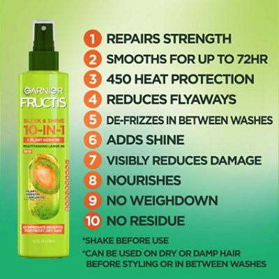 Garnier Fructis Sleek & Shine 10 in 1 Spray for Frizzy Dry Hair - 8.1 Fl. Oz. - Image 2
