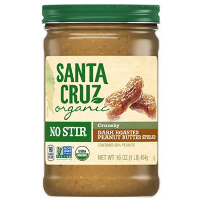 Santa Cruz Organic Crunchy Dark No Stir Peanut Butter - 16 Oz - Image 3