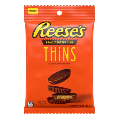 Reeses Thins Milk Chocolate Peanut Butter Cups Candy Bag - 3.1 Oz
