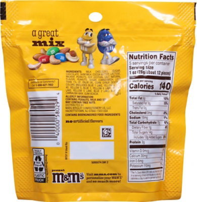 M&M'S Peanut Milk Chocolate Candy Grab N Go Bag - 5 Oz - Image 5