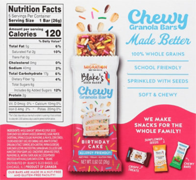 Blakes Seed Based Bars Chewy Birthday Cake 5ct - 4.6 OZ - Image 5