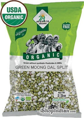 24 Mantra Organic Moong Split (Split Mung Beans) - 2 lbs bag - Image 1