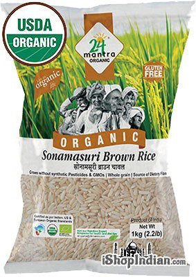 24 Mantra Organic Brown Sona Masoori Rice - 2.2 lbs bag - Image 1
