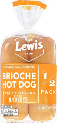 Lewis Bake Shop 1/2 Pack Brioche Hot Dog Bun - 7.5 Oz - Image 1