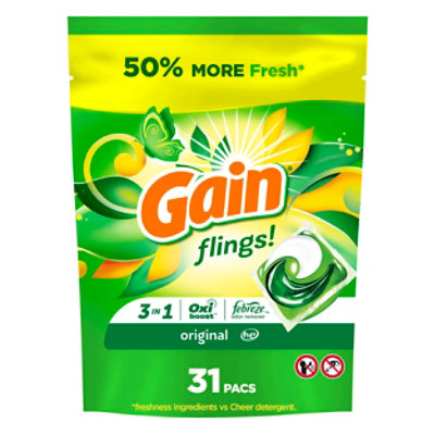 Gain Flings 3 In 1 Detergent Original - 31 CT - Image 1