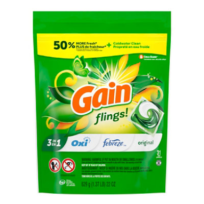 Gain Flings 3 In 1 Detergent Original - 31 CT - Image 2