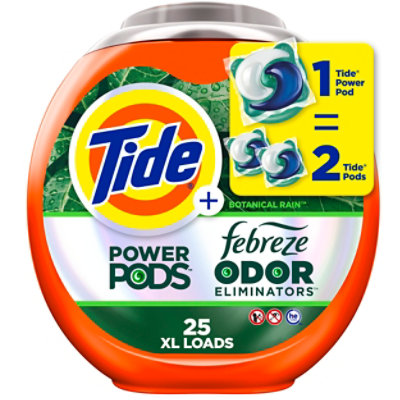 Tide Power Pods Plus Febreze Odor Eliminators Lasting Freshness, Botanical Rain - 25 Ct - 25 CT - Image 1