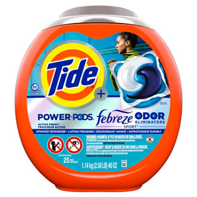 Tide Power Pods Plus Febreze Odor Eliminators Sport, Active Fresh - 25 Ct. - 25 CT - Image 1