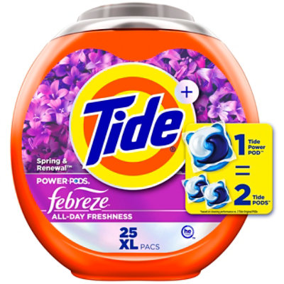 Tide Power Pods Plus Febreze Odor Eliminators Lasting Freshness, Spring & Renewal - 25 Ct. - 25 CT - Image 1