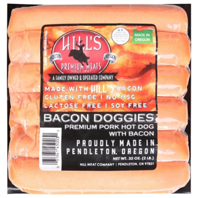 Hills Bacon Doggies Premium Pork Hot Dogs 32 Oz - 32 OZ