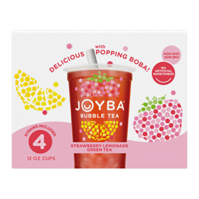 Joyba Strawberry Lemonade Green Bubble Tea Pack - 12 Fl. Oz - Image 1