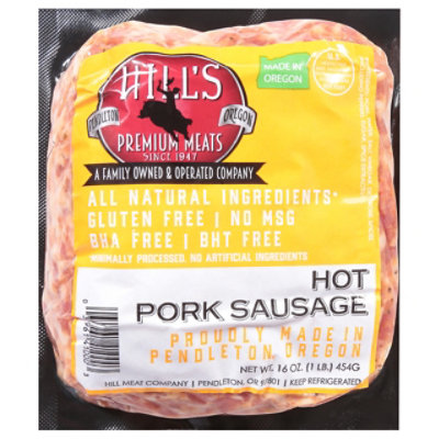 Hills Hot Pork Sausage Brick 16 Oz - 16 OZ