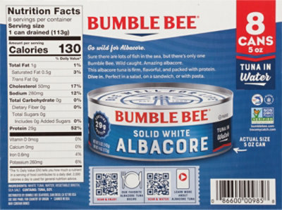 Bumble Bee Solid White Albacore Tuna In Water 8pk/5oz Ea - 40 OZ - Image 5