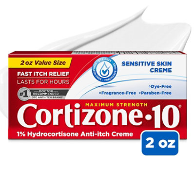 Cortizone 10 Max Strength Sensitive Skin Anti Itch Creme 2 Ounce Tube - 2 OZ - Image 1